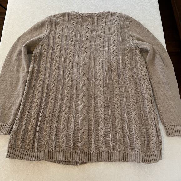 Soft Surroundings Wren Cable Knit Cardigan Small Sweater Buckle Heavy Wool Blend - Picture 3 of 10